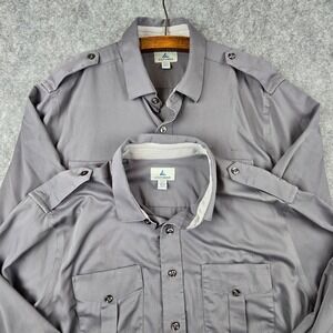 A Cut Above Brooks Pilot Shirt Mens 17.5 34/35 Grey Tapered Long Sleeve Epaulet
